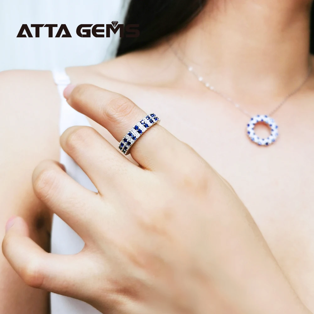 Женское кольцо из серебра 925 пробы с синим сапфиром|Кольца| |