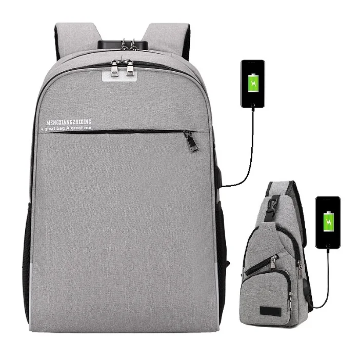 Set 7 USB зарядка с блокировкой паролем наушники отверстие рюкзак студентов колледжа бизнес сумка для компьютера Водонепроницаемый Путешествия Рюкзаки - Цвет: Set 7
