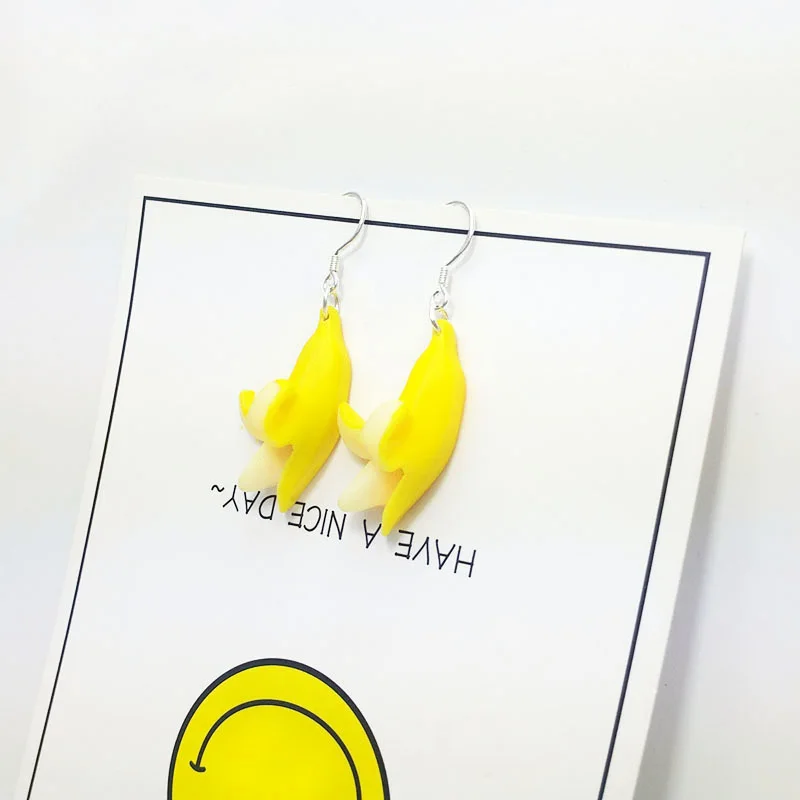 Новые прозрачные серьги в виде конфет фруктов желтых бананов милые Мультяшные из