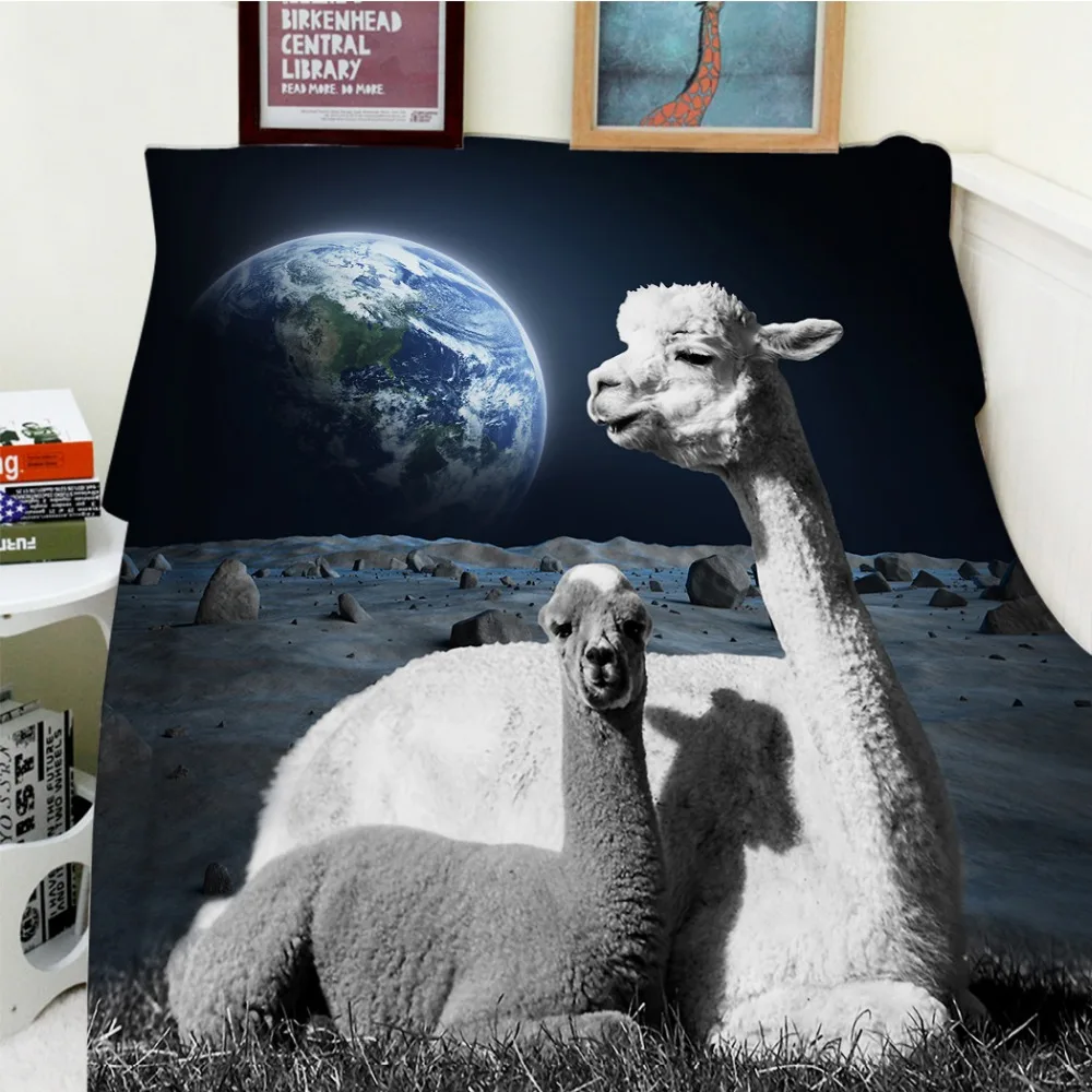 Одеяло s Cobertor теплое мягкое плюшевое забавное одеяло Alpacas наблюдающее за небом на