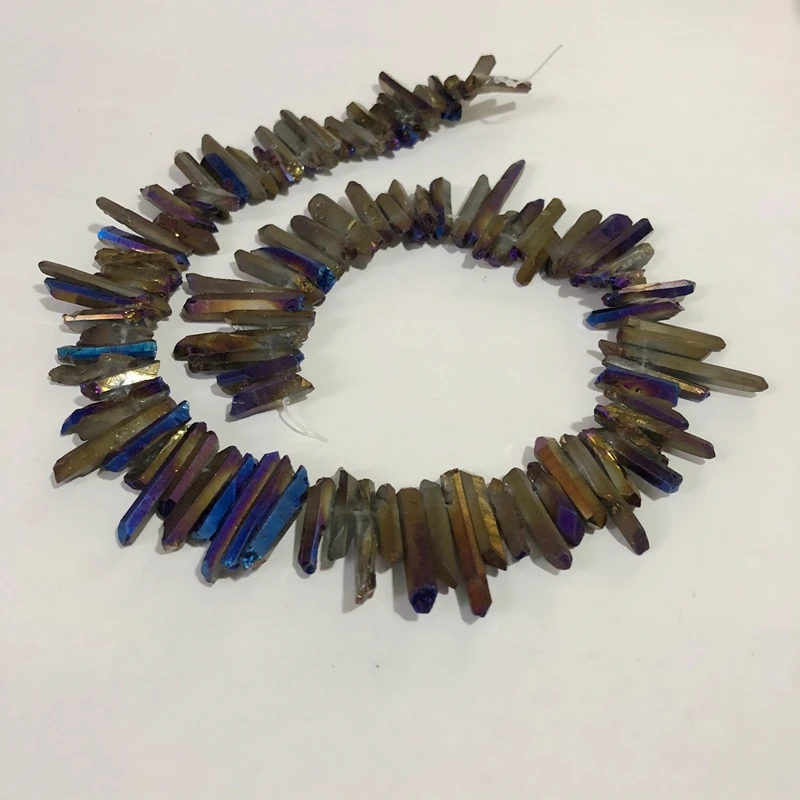 Titanium Coatting Aura Quartz Crystal Point AA Bulk Beads Raw Small Chips Points Top Drilled Spike Stick 16&quot | Украшения и