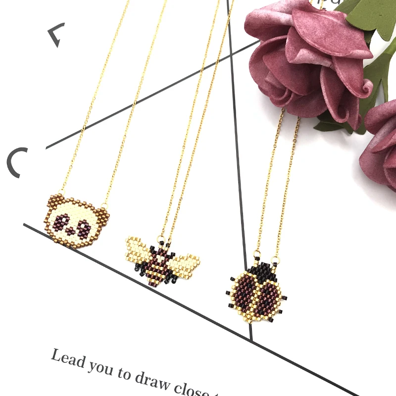 Ожерелье ручной работы Миюки с кристаллами чокер животными тыквой пандой