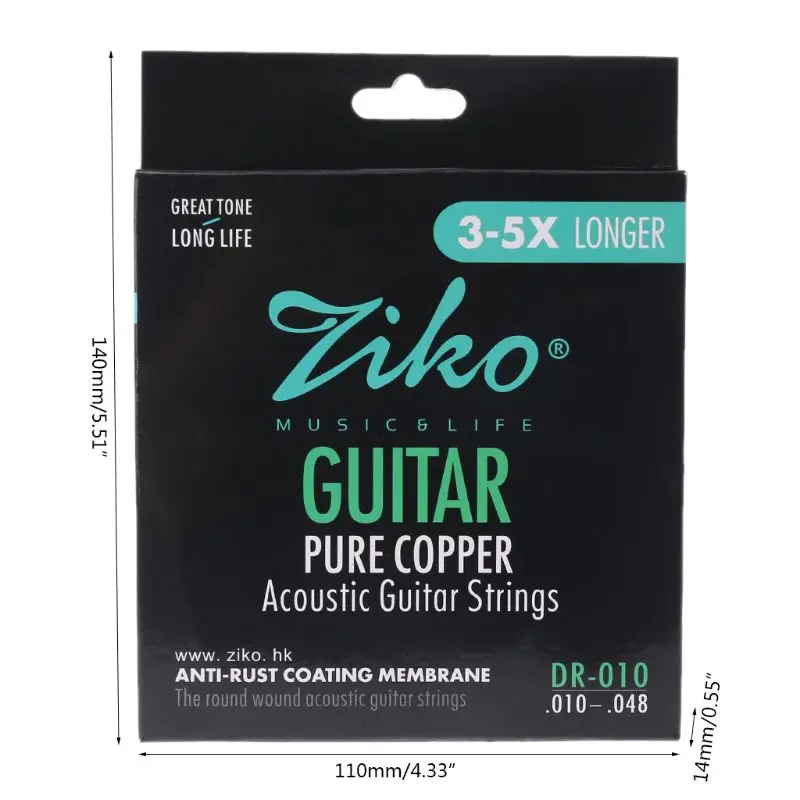 Ziko DR 010/DR 011/DR 012 Струны для акустической гитары красные медные