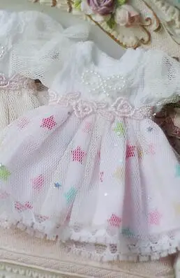 pink Новое поступление, милая синяя/розовая юбка со звездами+ головной убор, 1/6, 1/8, 1/12, OB11 YOSD, как BJD, платье, BJD, кукольная одежда - Цвет: pink