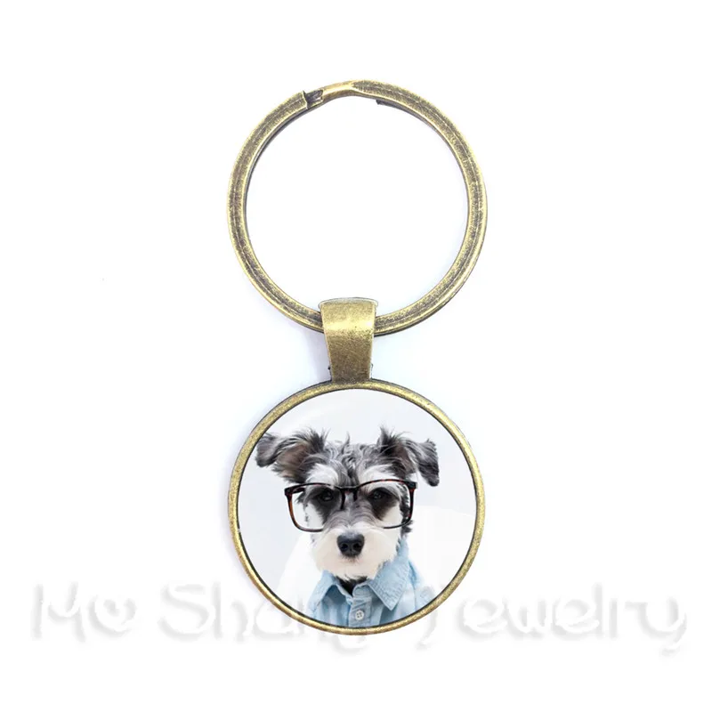 Щенок Винтаж брелки стеклянный кабошон животное брелок ручной работы Собака