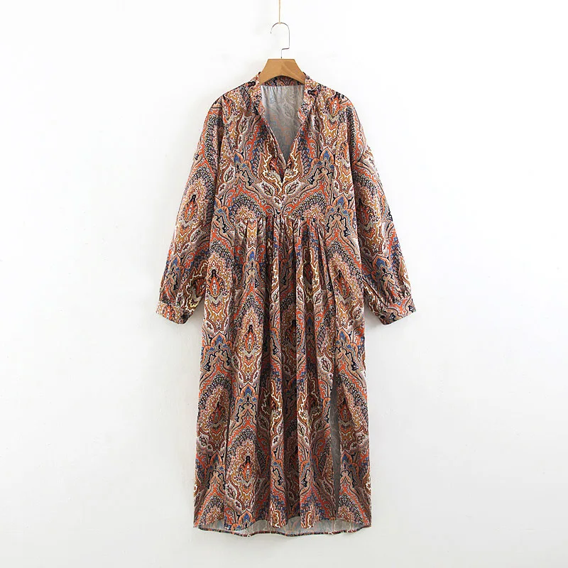 Женское Повседневное платье с v образным вырезом и принтом в виде шарфа поясом 2019