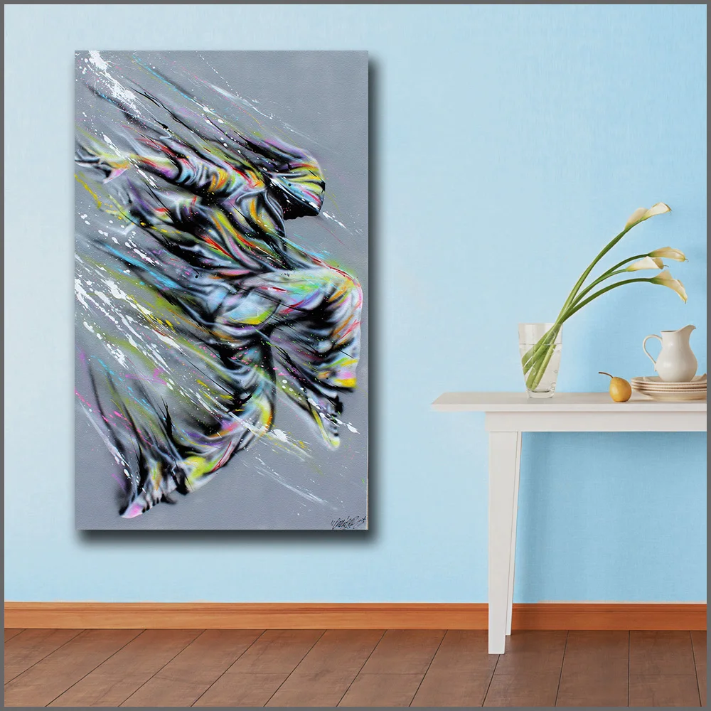 WLONG модная масляная живопись абстрактные граффити уличные танцы настенные