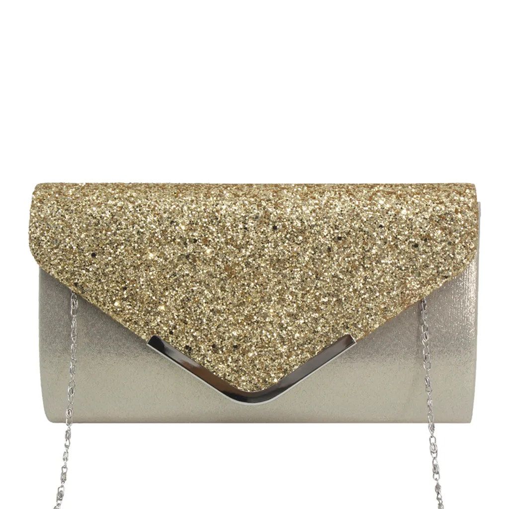 Женская Коктейльная сумка Aelicy вечерняя кожаная клатч с цепочкой и блестками для