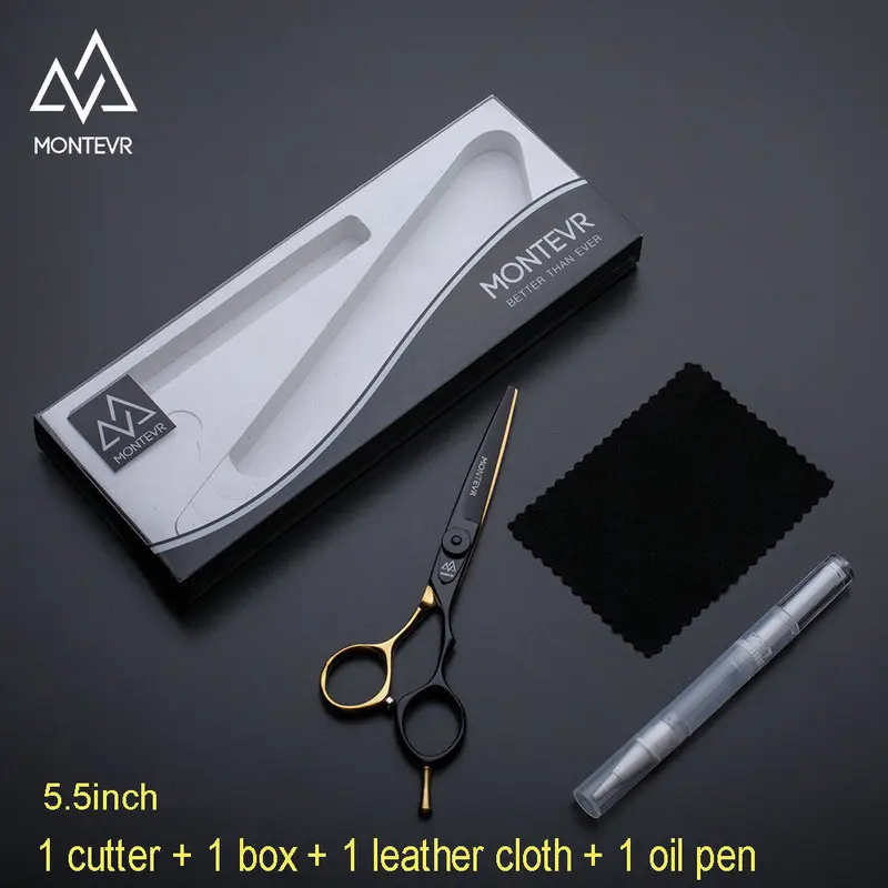 Gold Oil pen set C MONTEVR профессиональные 5,5 дюймовые японские ножницы для волос с ручным регулируемым винтом Парикмахерские ножницы парикмахерские ножницы - Цвет: Gold Oil pen set C