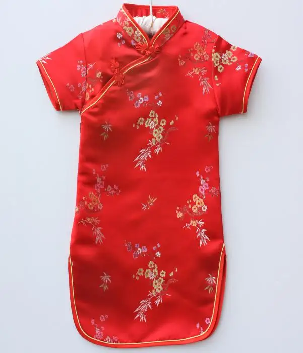 D2 Зеленый китайский платье для девочек Дети Qipao Chi-Pao Cheongsam подарок одежда Одежда для маленьких девочек одежда с цветочным рисунком год - Цвет: D2
