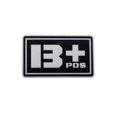 Black B PLUS Пластырь типа крови A+ B+ AB+ O+ Положительный A B AB O+ POS A-B-AB-O-NEG-отрицательный ПВХ значок боевой дух тактический военный крюк патч - Цвет: Black B PLUS