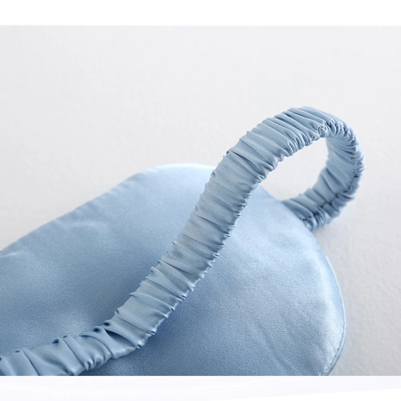 light blue Натуральная высококлассная шелковая маска для сна тутового шелкопряда, повязка на глаза для путешествий, расслабляющая повязка для сна 19 Momme - Цвет: light blue
