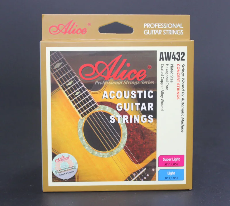 Alice AW432 Hexagonal Core Coated Copper Alloy Wound Acoustic Guitar Strings (.011-.052) (.012/.053) | Спорт и развлечения