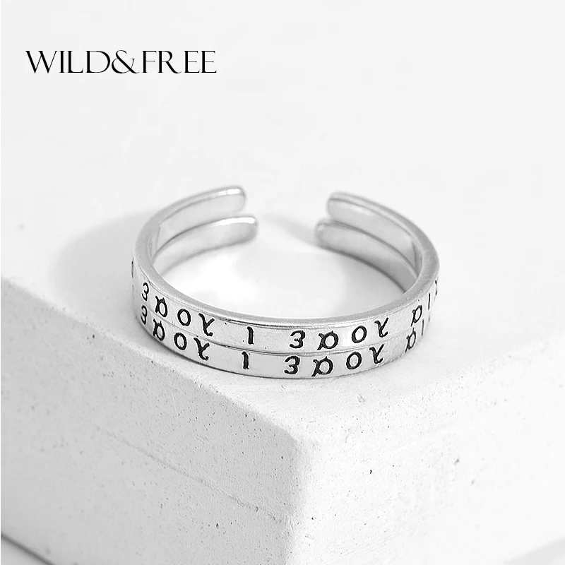 Wild & Free простые популярные кольца из стерлингового серебра 925 пробы с надписью