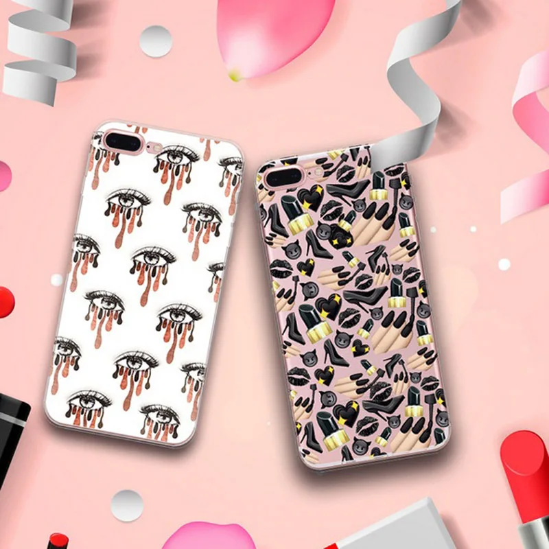 Новый сексуальный девушки мягкие tpu case for iphone 6 6s 7 плюс макияж Помада Косметика