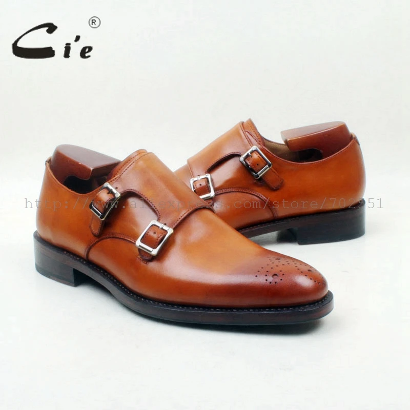 Cie/Мужская обувь с круглым носком и вырезами раскрашенная вручную коричневого