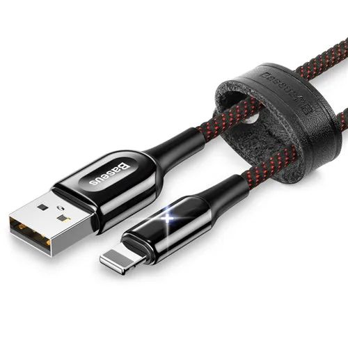 Черный Baseus USB кабель для iPhone XR XS Max 2.4A Быстрая зарядка USB зарядный кабель светодиодный светильник USB кабель для передачи данных для iPhone 8Plus 7 шнур для передачи данных - Цвет: Черный