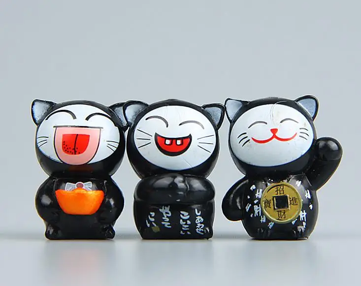6 шт. Kawaii Мультфильм Lucky Cats микро пейзаж котенок фэн-шуй для дома садовые украшения миниатюры украшения подарок