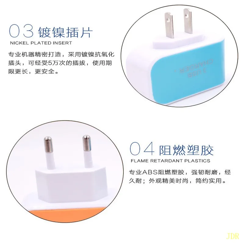 100 шт. конфеты цвет 3-порт USB для зарядки глава мульти-порт 5v1a Подключите зарядное