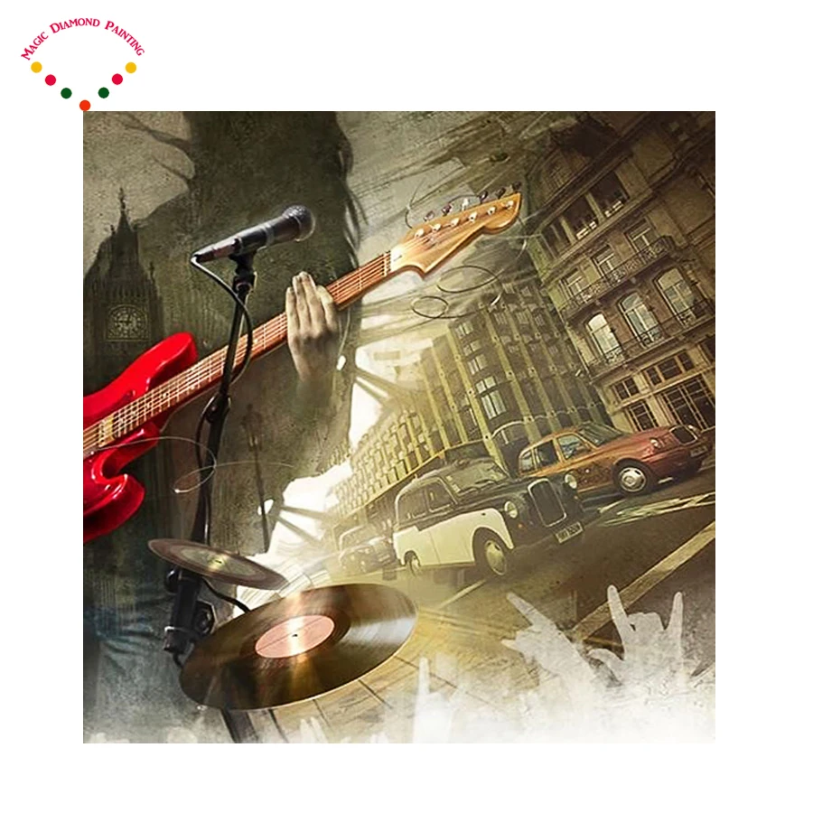 Настенные фотографии музыкальные инструменты картина с живыми бриллиантами