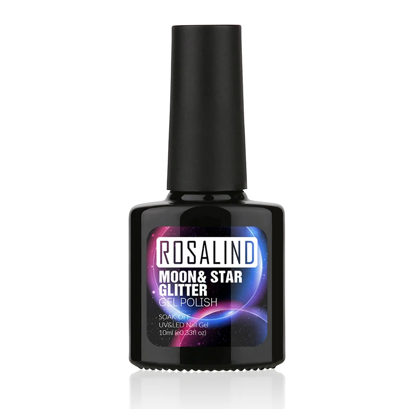 ROSALIND гель 1S P + черный флакон 10 мл Звездный и лунный блеск S01-12 УФ LED отмачиваемый