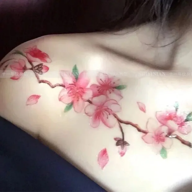 Сакура Водонепроницаемый временные Татуировки Наклейки женский стойких секс