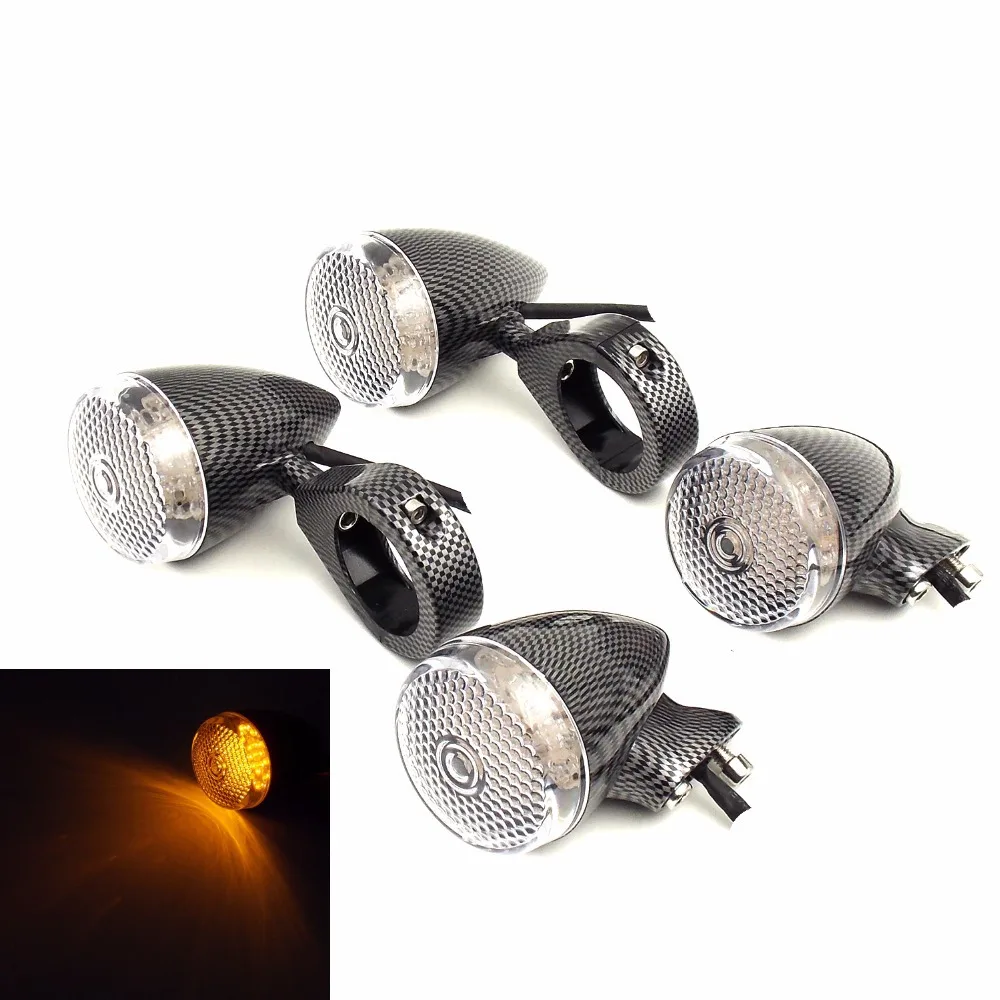 4 шт. углеродное волокно Стайлинг мотоцикла светодиодный сигнал поворота стоп 12 В