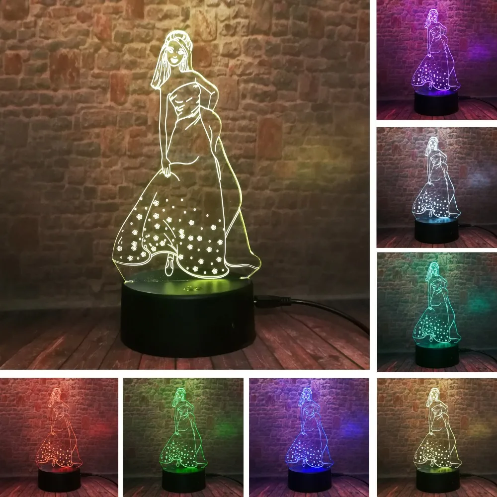 Новинка 3D сказочная принцесса красивая элегантная юбка для девочек Ночной