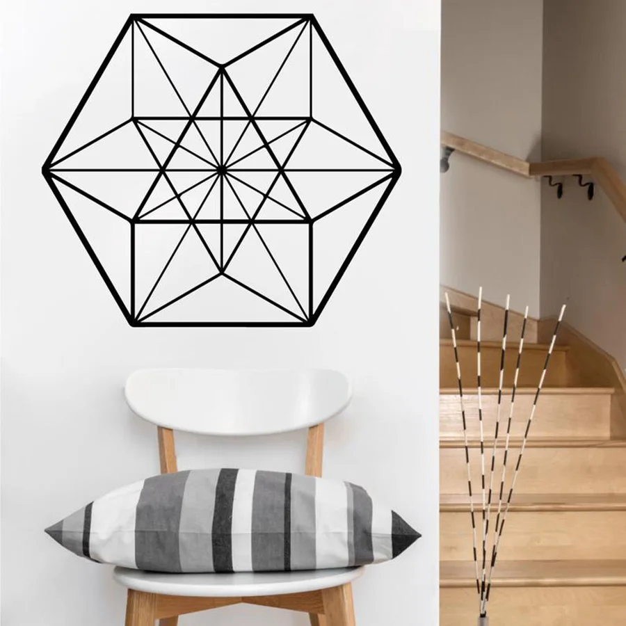 Художественный дизайн настенные наклейки Cuboctahedron съемный узор для гостиной