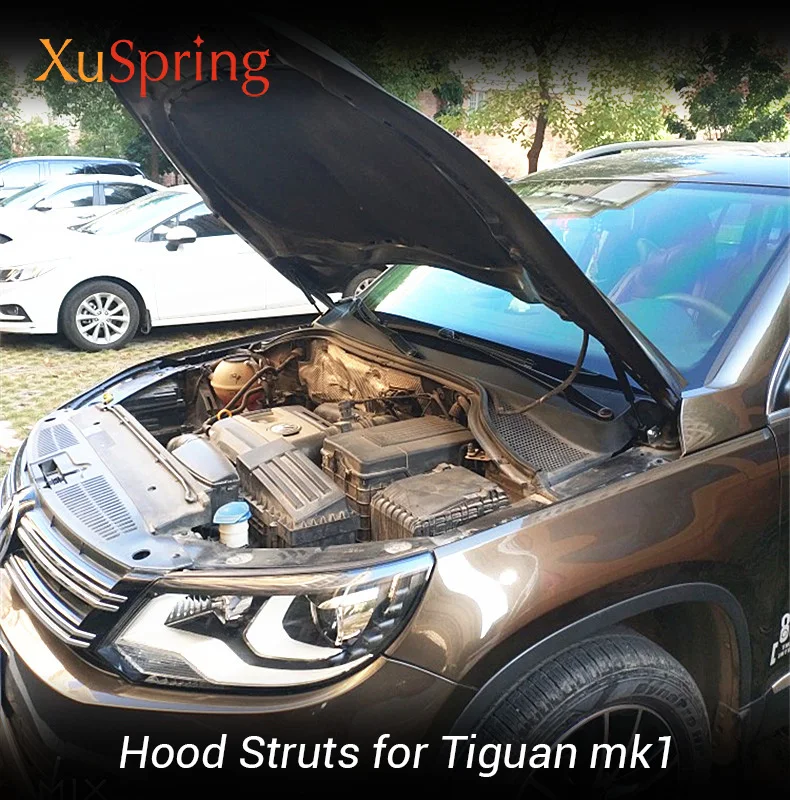Для VW Tiguan 2010- MK1 Автомобильный капот Опора капота штанга подъемная стойка штанги пружинный амортизатор газовый кронштейн автомобиля-аксессуары без сверления