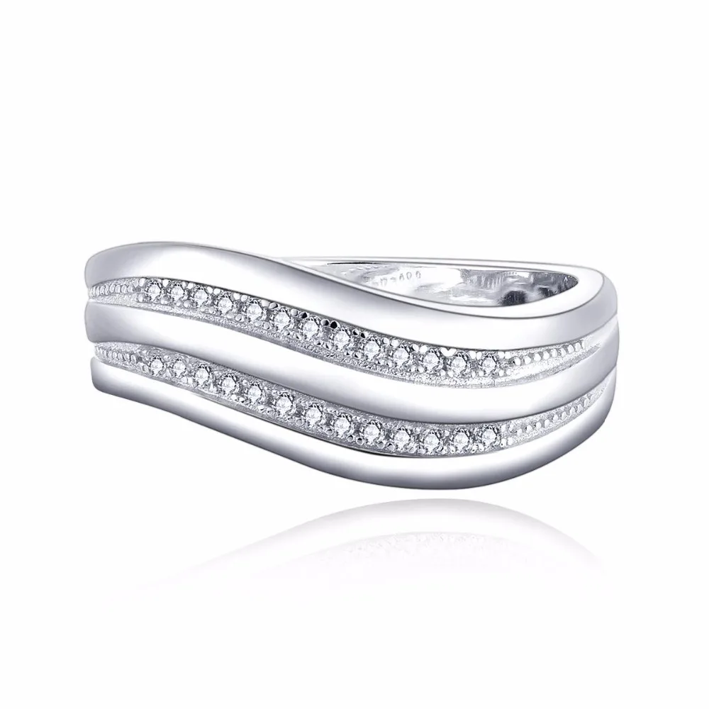 Solid Pure Стерлингового Серебра 925 Свадьба Обручальное Кольцо Белого Золота