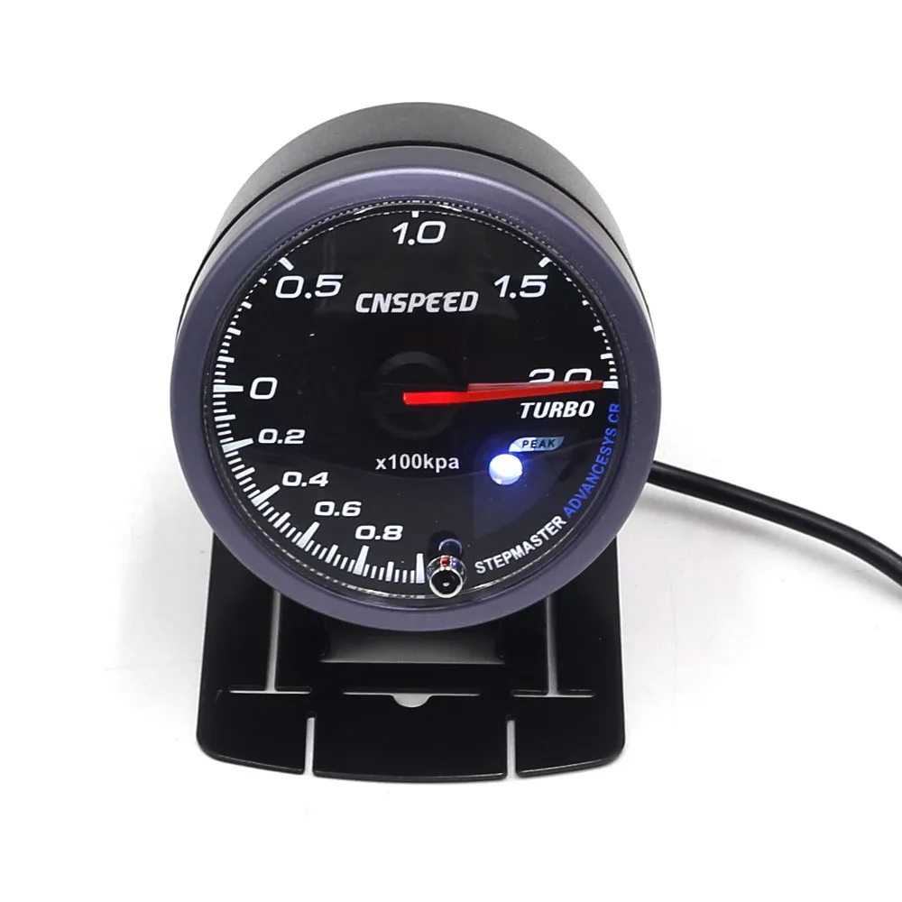 CNSPEED 60 мм Автомобильный турбо Boost Калибр бар с датчиком белый и янтарный освещение черное лицо турбо Boost метр/Автомобильный измеритель YC101347