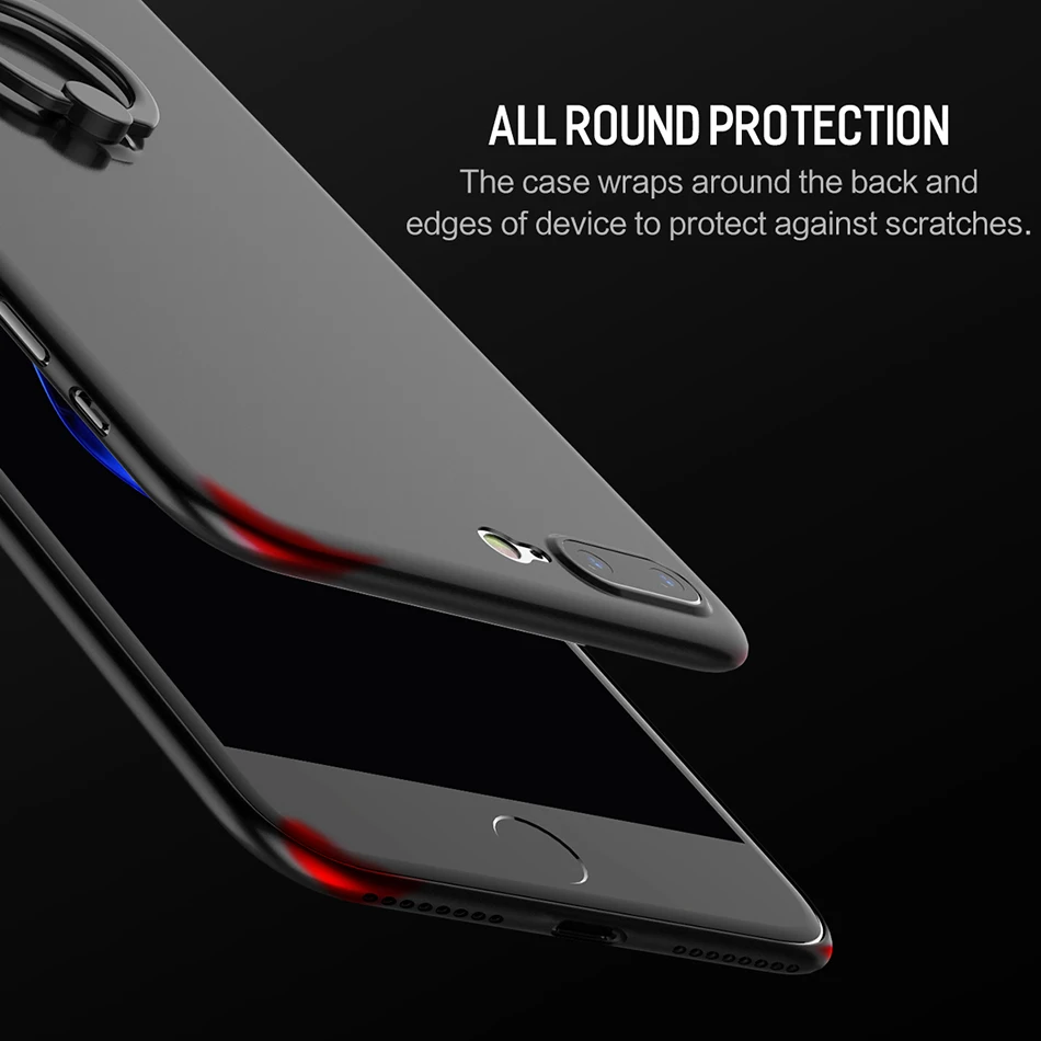 Чехол для iPhone 7 8 с кольцом-держателем для пальца, Rock 0,33 мм Тонкий чехол для телефона для iPhone 7plus 8plus задняя крышка с подставкой