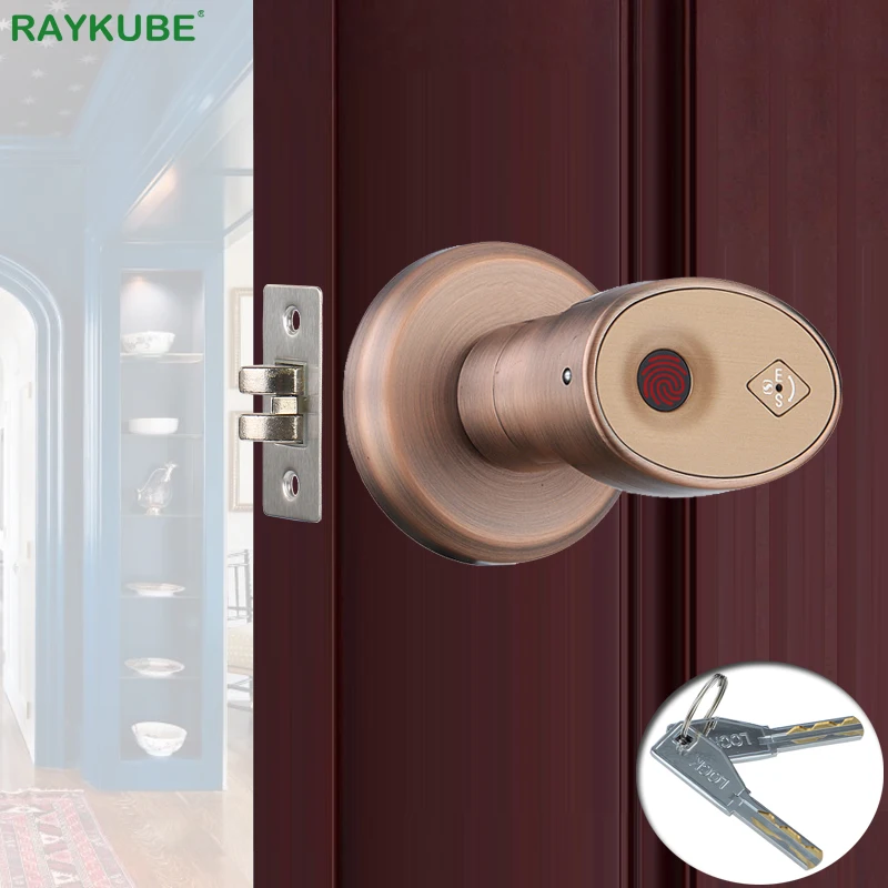 RAYKUBE ручка Электронная блокировка отпечатков пальцев Smart ригель без ключа