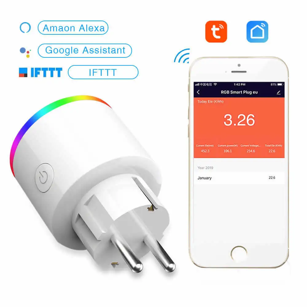 Tuya умная вилка RGB лампа для сцены wifi мобильный телефон переключатель