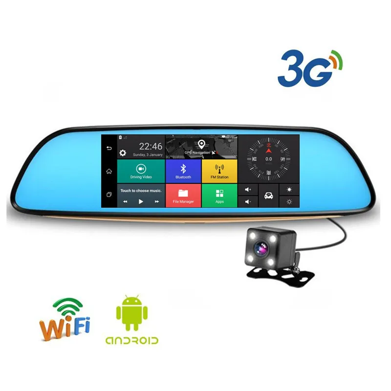 7 дюймов Автомобильное зеркало заднего вида gps dvr рекордер Android 5,0 wifi BT AVI 3g net 16 Гб ips Разрешение 1280x700
