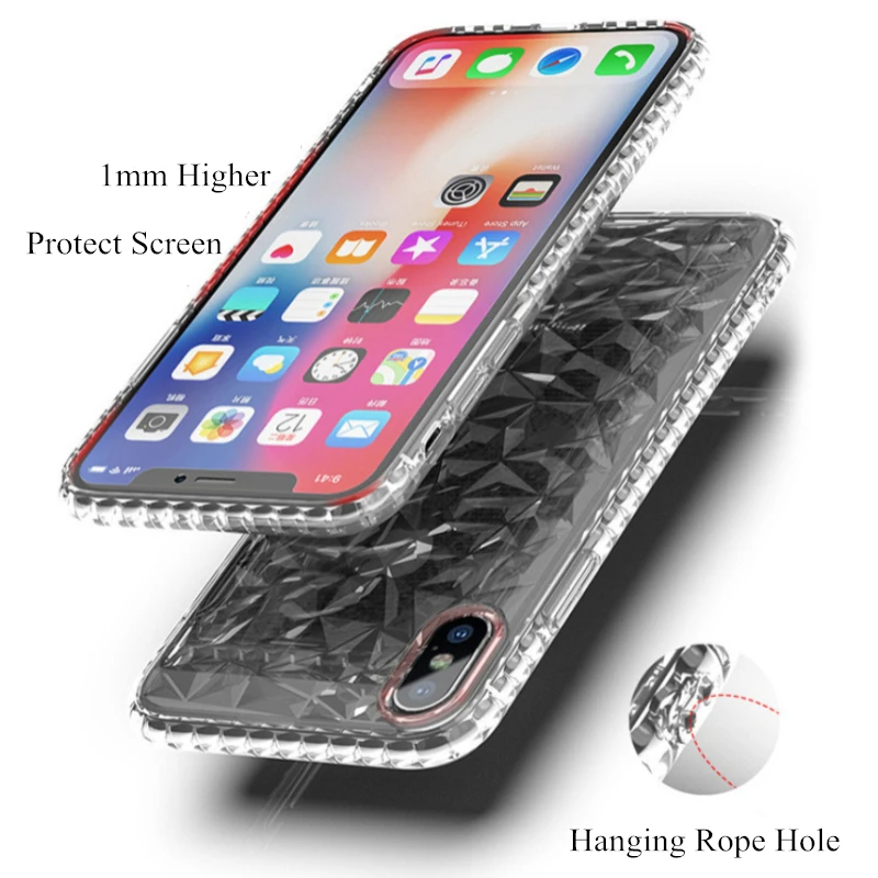 Роскошный прозрачный градиентный цветной чехол со стразами для iphone 7 8 Plus + 6 6S X Xs Max