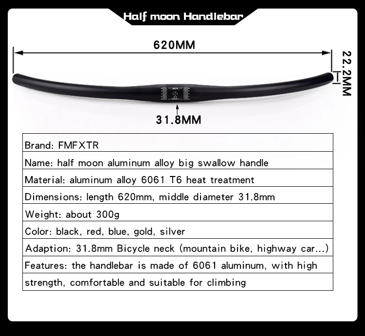 FMFXTR, руль для велосипеда, алюминиевый сплав, Аксессуары для велосипеда, MTB, руль для велосипеда, руль для шоссейного велосипеда, многоцветные, 620*31,8 мм