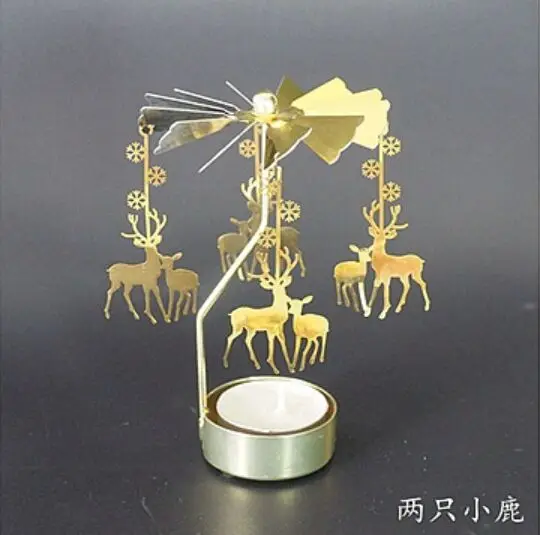 Sika deer Reindeer Круглый Подсвечник вращающийся Романтический вращающийся карусель чайный светильник подсвечник Рождественская елка светильник ing лучший подарок - Цвет: Sika deer Reindeer