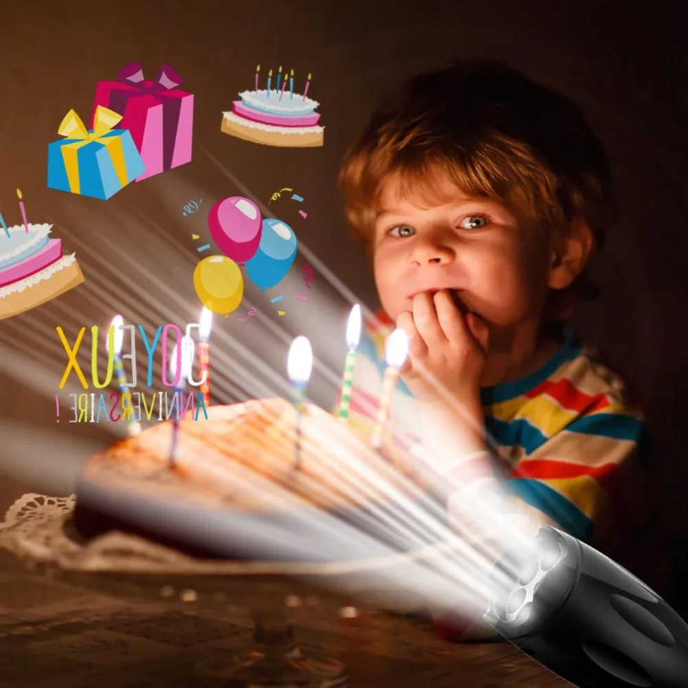 12 шт. фонарик Проекция музыкальные открытки фильм лампа творческие огни бытовые