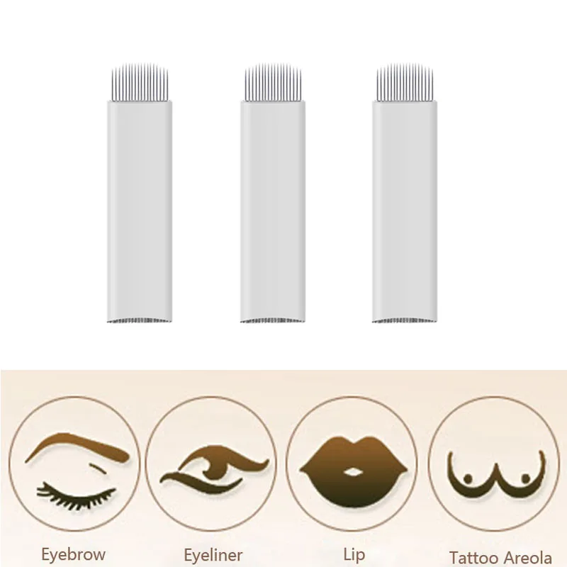 

Тату-игла, 18 пин, U-образное лезвие, стерилизованная нержавеющая сталь, 3D татуировка, вышивка бровей, иглы для перманентного макияжа, лезвие