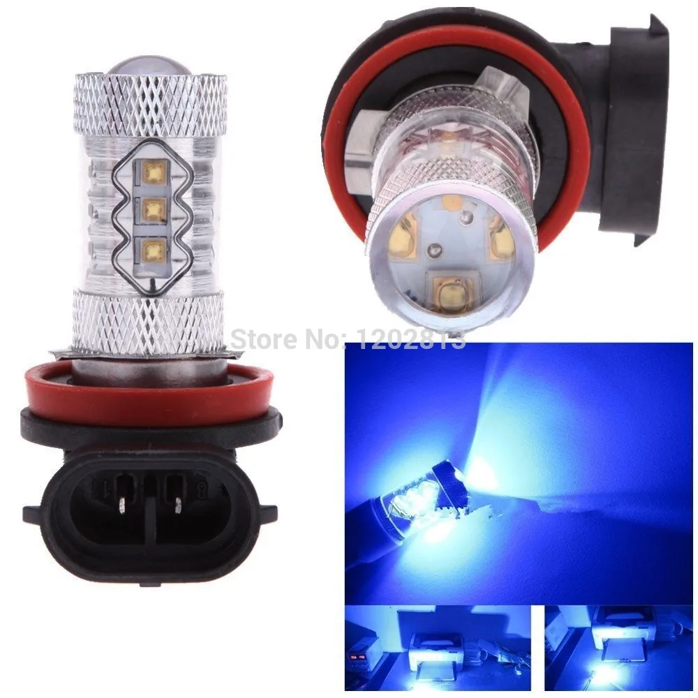 Free Shipping 2Pcs Car Auto H8 H11 CREE CHIP LED DRL Fog Light Bulbs Driving Lights Bulb - 10000K Deep Blue | Автомобили и