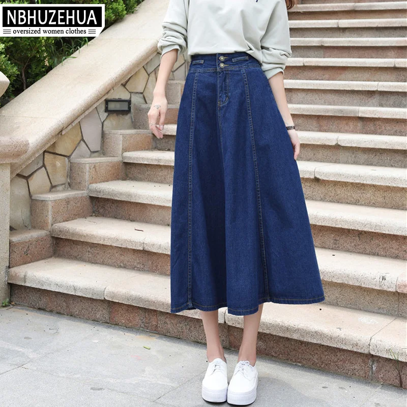 NBHUZEHUA T855 3XL 4XL 5XL женская джинсовая юбка на бретелях длинная Корейская модель