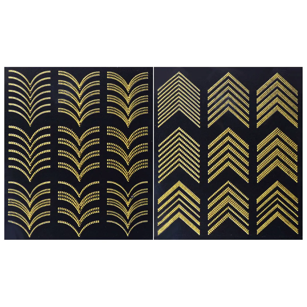 

2 x 3D Gold Metallic Nail Stickers Nail Art Decor Accessories