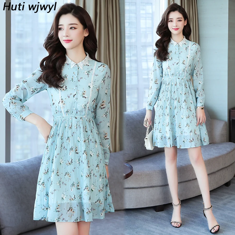 2020 корейские милые шифоновые Мини Платья с цветочным принтом летнее винтажное