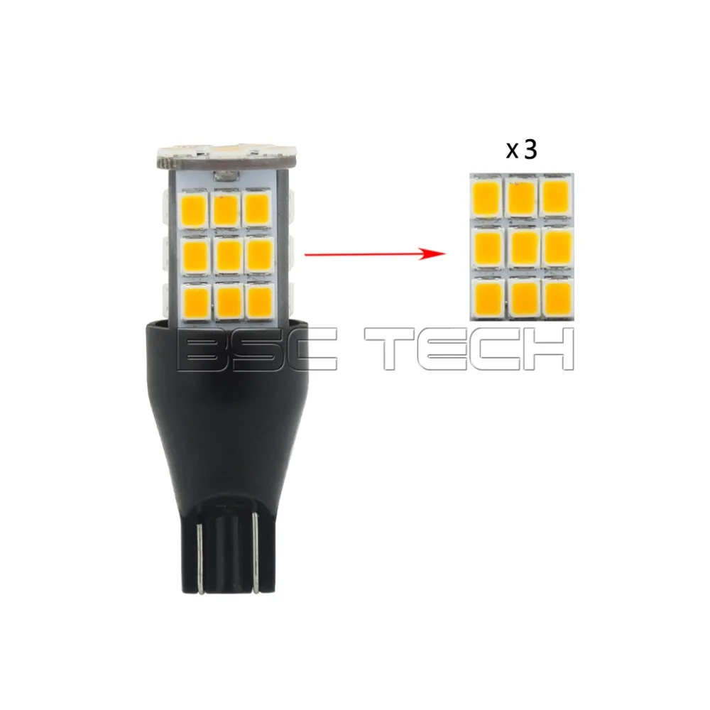 2x W16W WY16W T15 921 912 33SMD 2835 Светодиодный свет лампы желтый vanssi|car amber lights|car lightbulb led |