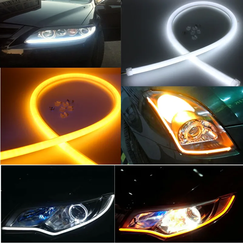 60cm Flexible Soft Daytime DRL White &amp Amber Turn Signal Light For Honda Civic Accord Fit Crv Hrv Jazz City CR-Z Element Insight |