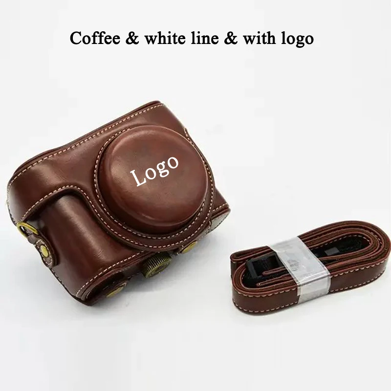 Coffee w-line logo Чехол из искусственной кожи для камеры sony RX100 RX100 II III RX100 IV V RX100 VI чехол с ремешком - Цвет: Coffee w-line logo