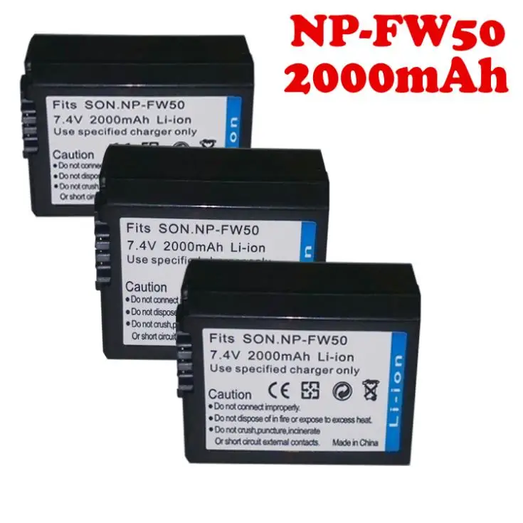 2000mAh 3pcs NP FW50 Battery +battery Charger +car charger for Sony NEX 3 5C Alpha A55 7 C3|charger dynamo|charger aspire onechargers throwback |