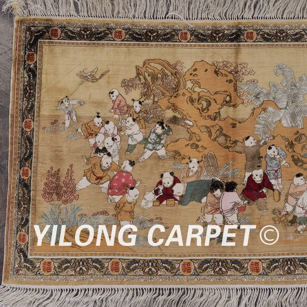 Yilong 2 'x 3' 400 линия восточные ковры шелковое искусство коллекция гобелен Играя